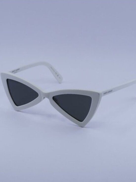 Saint Laurent SL207 JERRY 007 Sunglasses White Cat Eye Frame, Grey Lenses main image 10